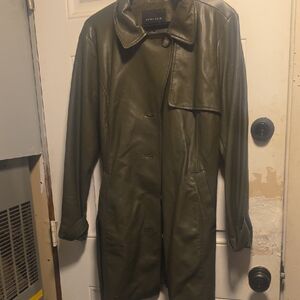 Sanctuary Olive Green Leather Trench Coat